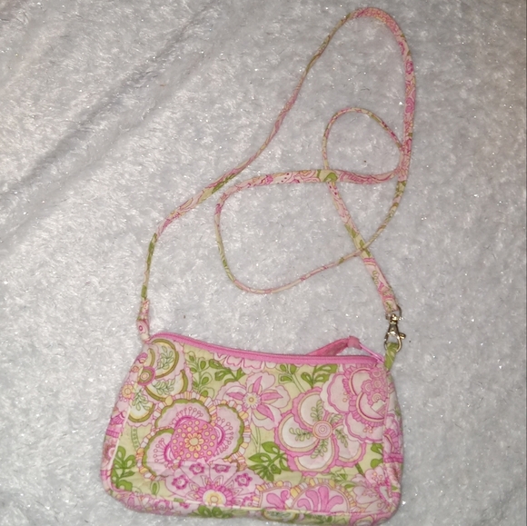 Vera Bradley Pink & Green Print Cross Body Bag - Picture 2 of 4